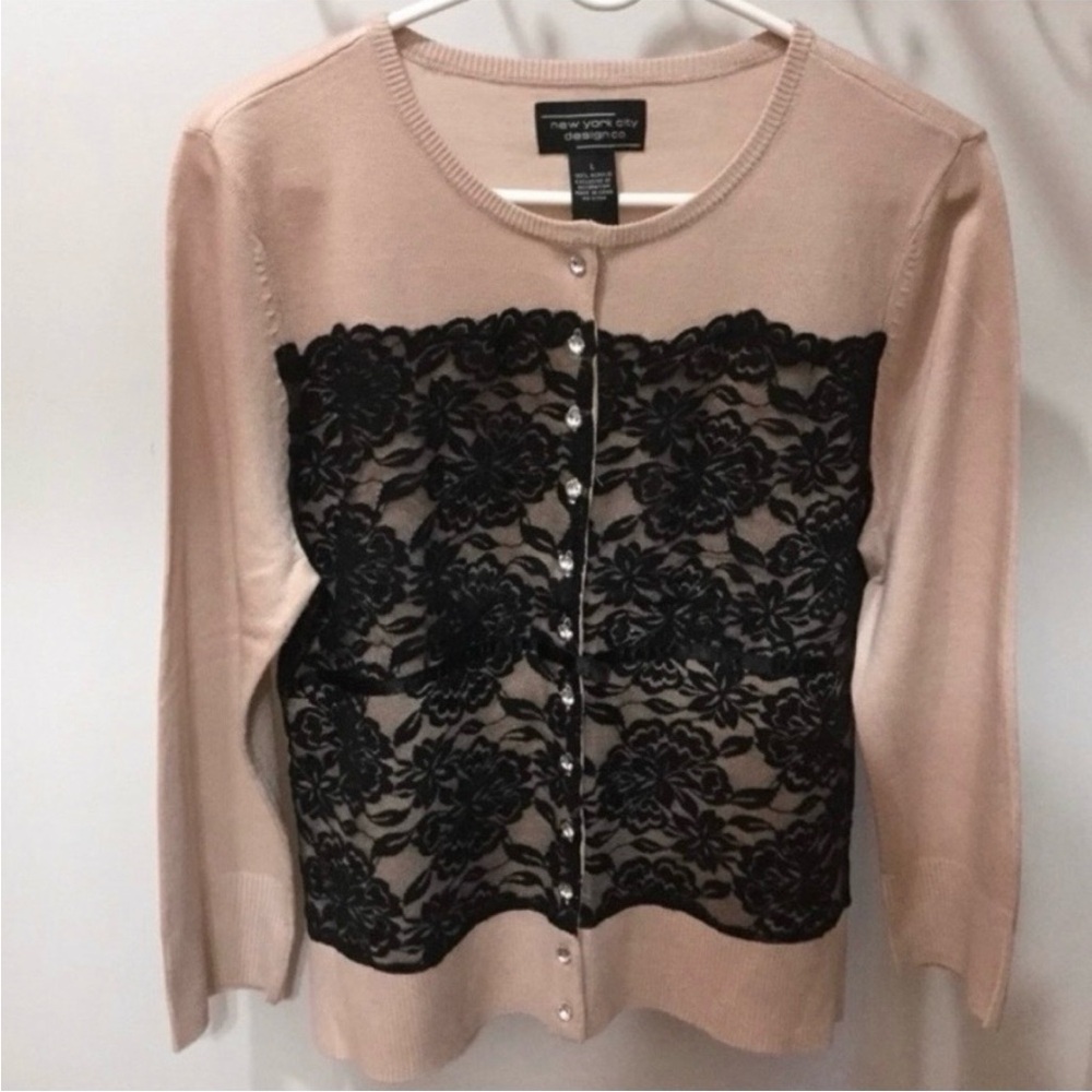 Blush & Black Lace Overlay, Rhinestone Diamond Buttons